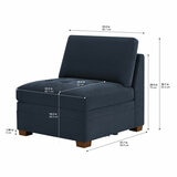 Tisdale Armless Piece Blue_Dimensions