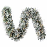 9ft Pre-Lit Flocked Garland With Twinkle LED Lights 9ft Pre-Lit Flocked Garland With Twinkle LED Lights