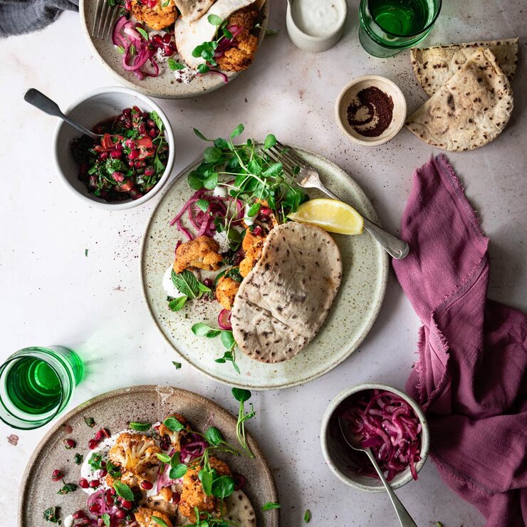 Pitta Bread with Filling on a Plate Pitta Bread with Filling on a Plate