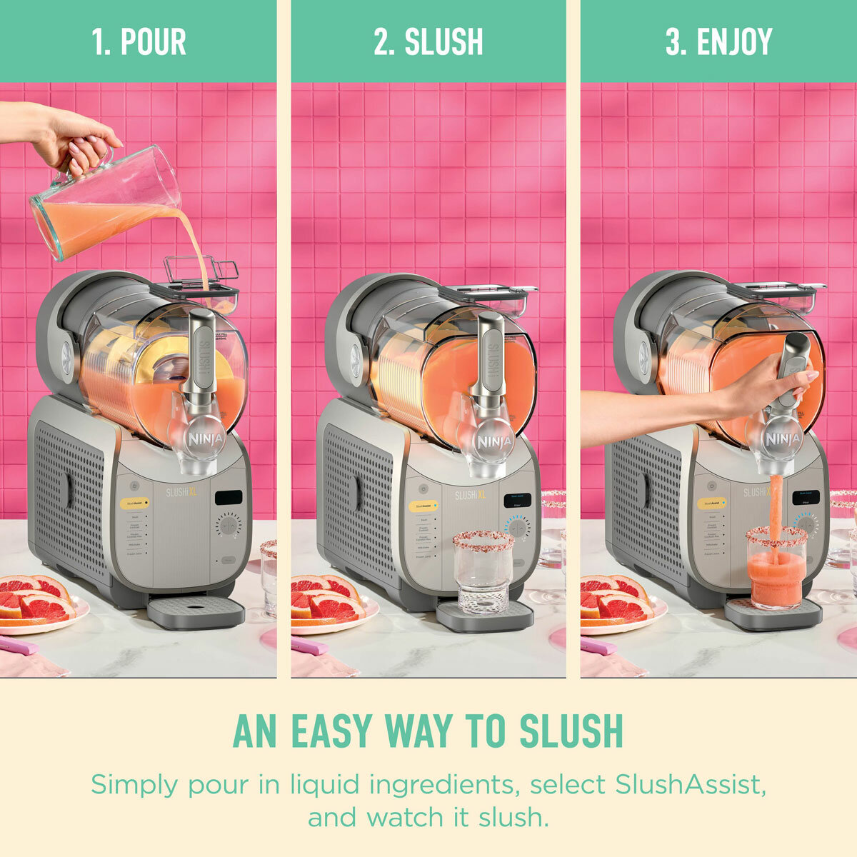 Lifestyle images of Ninja SLUSHi XL Frozen Drink Maker easy way to slush