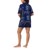DKNY Ladies Notch Collar 3 Piece PJ Set in Animal Print