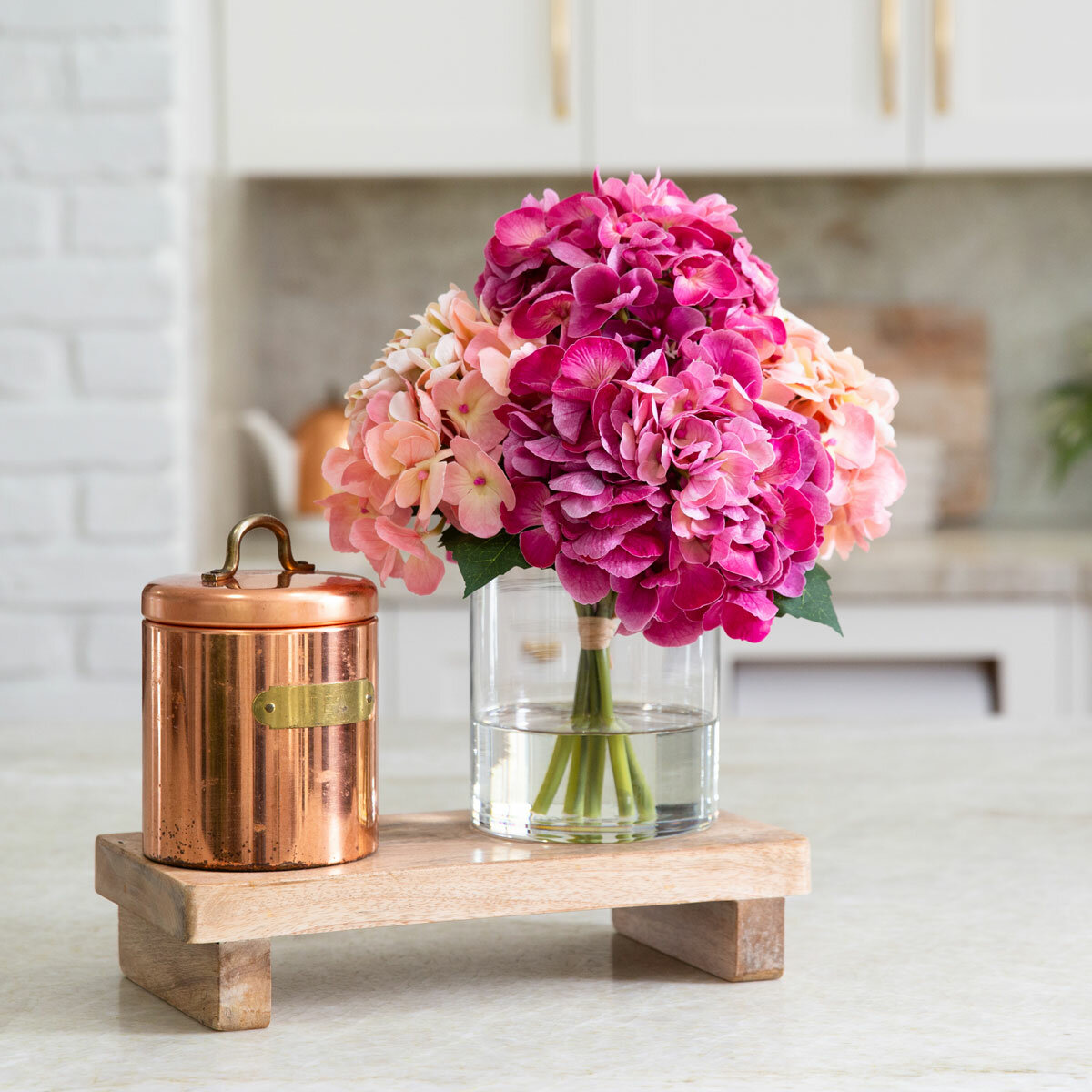 Real Touch Artificial Hydrangea in Vase in Pink