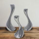 George Jensen Stainless Steel Cobra Candle Holder 3 Piece Set