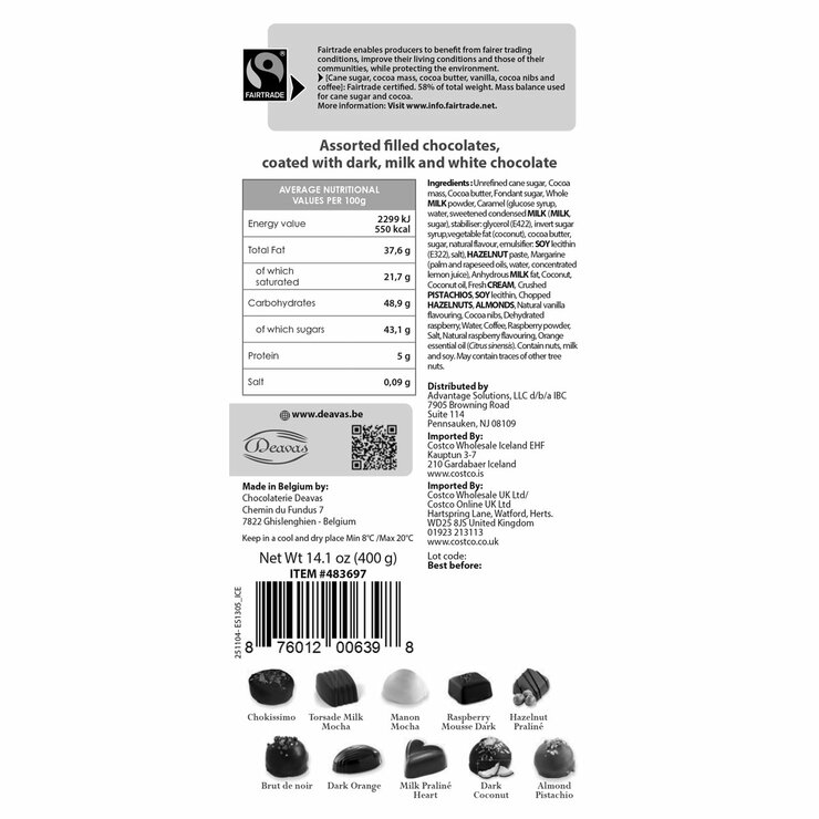 Deavas Fresh Cream Ballotin in White, 400g