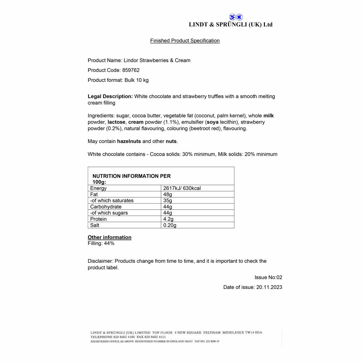 Nutritional Information Nutritional Information