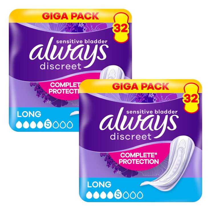 Always Discreet Long Pads, 2 x 32 Pack Always Discreet Long Pads, 2 x 32 Pack