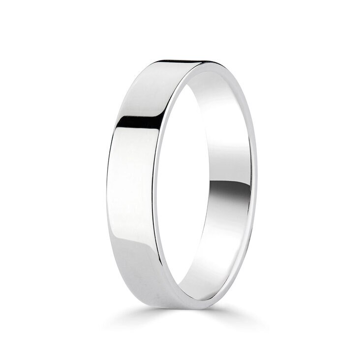 4.0mm Basic Light Court Wedding band. 18ct White Gold