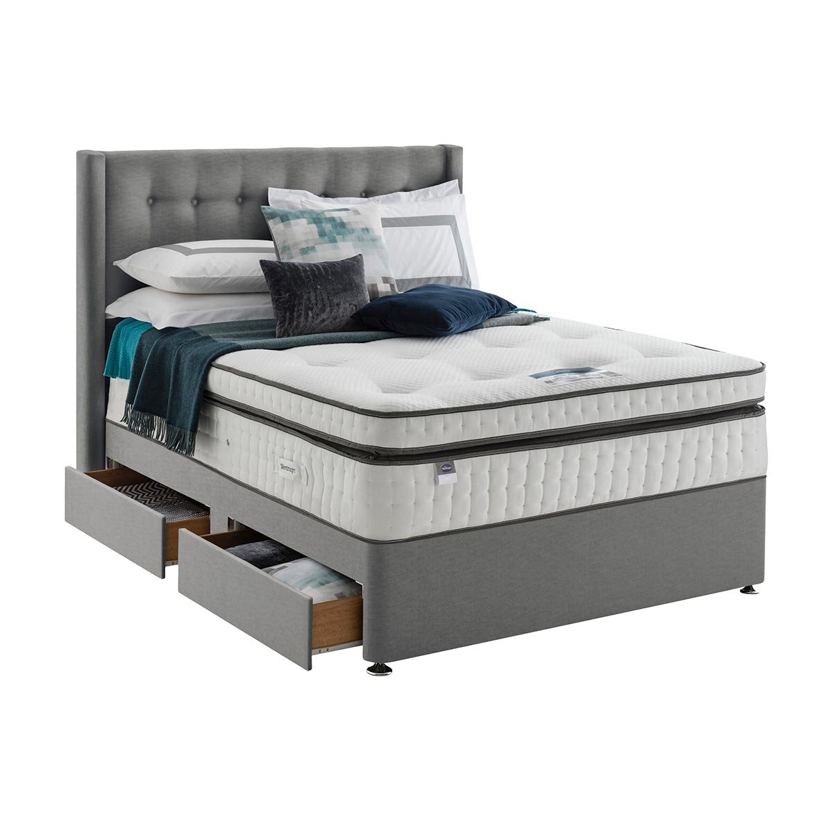 Silentnight Geltex Ultraflex 3000 Mattress & Divan in Slate Grey, 2 Firmness Ratings in 4 Sizes