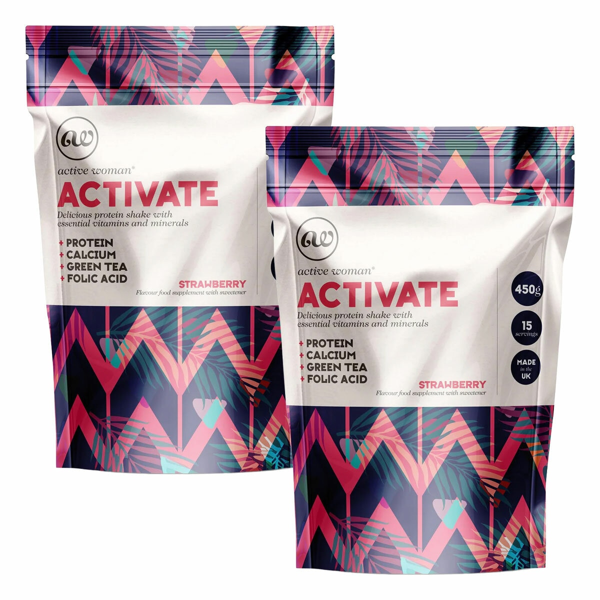Active Woman Activate Strawberry Protein & Energy Shake, 2 x 450g