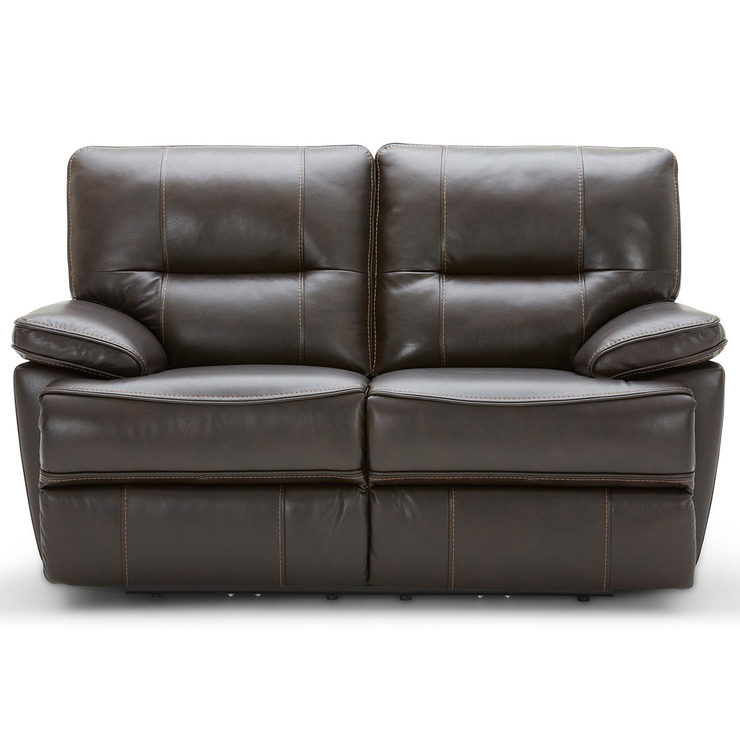 Kuka 2 Seater Brown Leather Power Recliner Sofa Costco UK