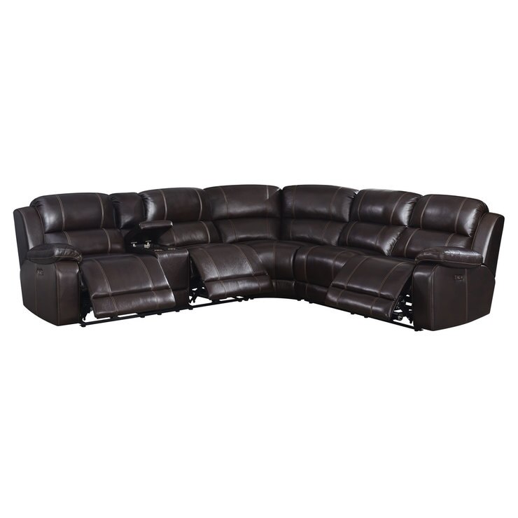 Pulaski Dunhill Brown Leather Power Reclining Sectional Sofa Costco UK