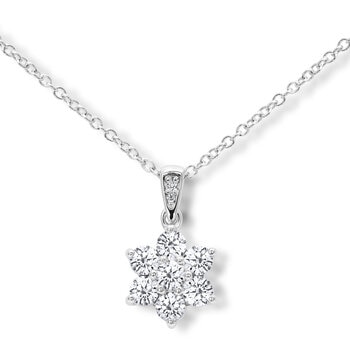 1.00ctw Round Brilliant Cut Diamond Daisy Pendant, 18ct White Gold