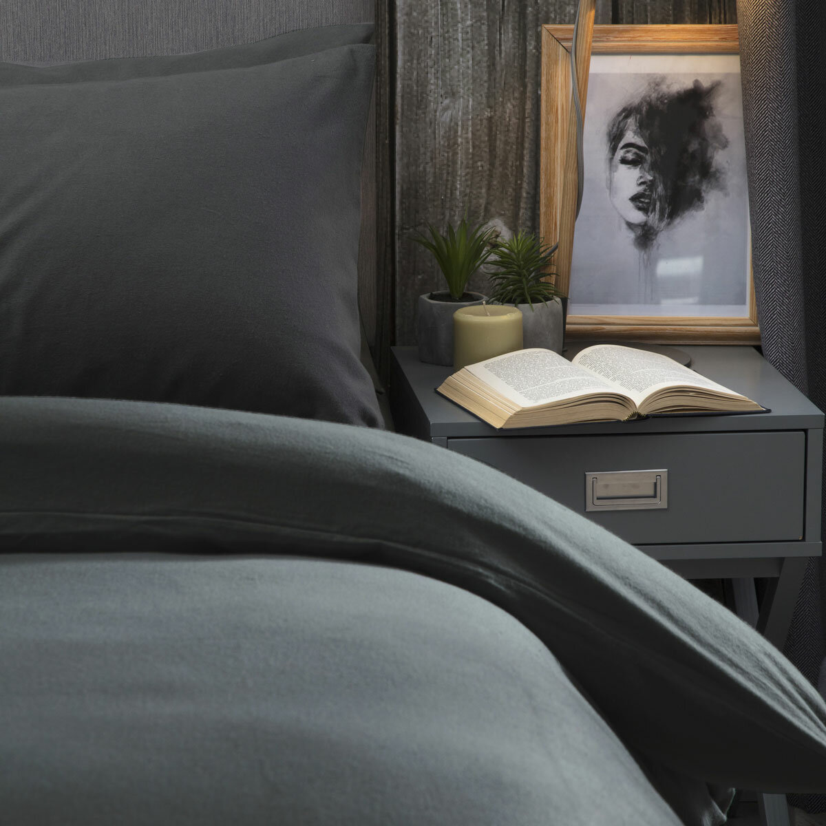 Belledorm Brushed Cotton Charcoal Bedding Bundle, in 4 Sizes Belledorm Brushed Cotton Charcoal Bedding Bundle, in 4 Sizes