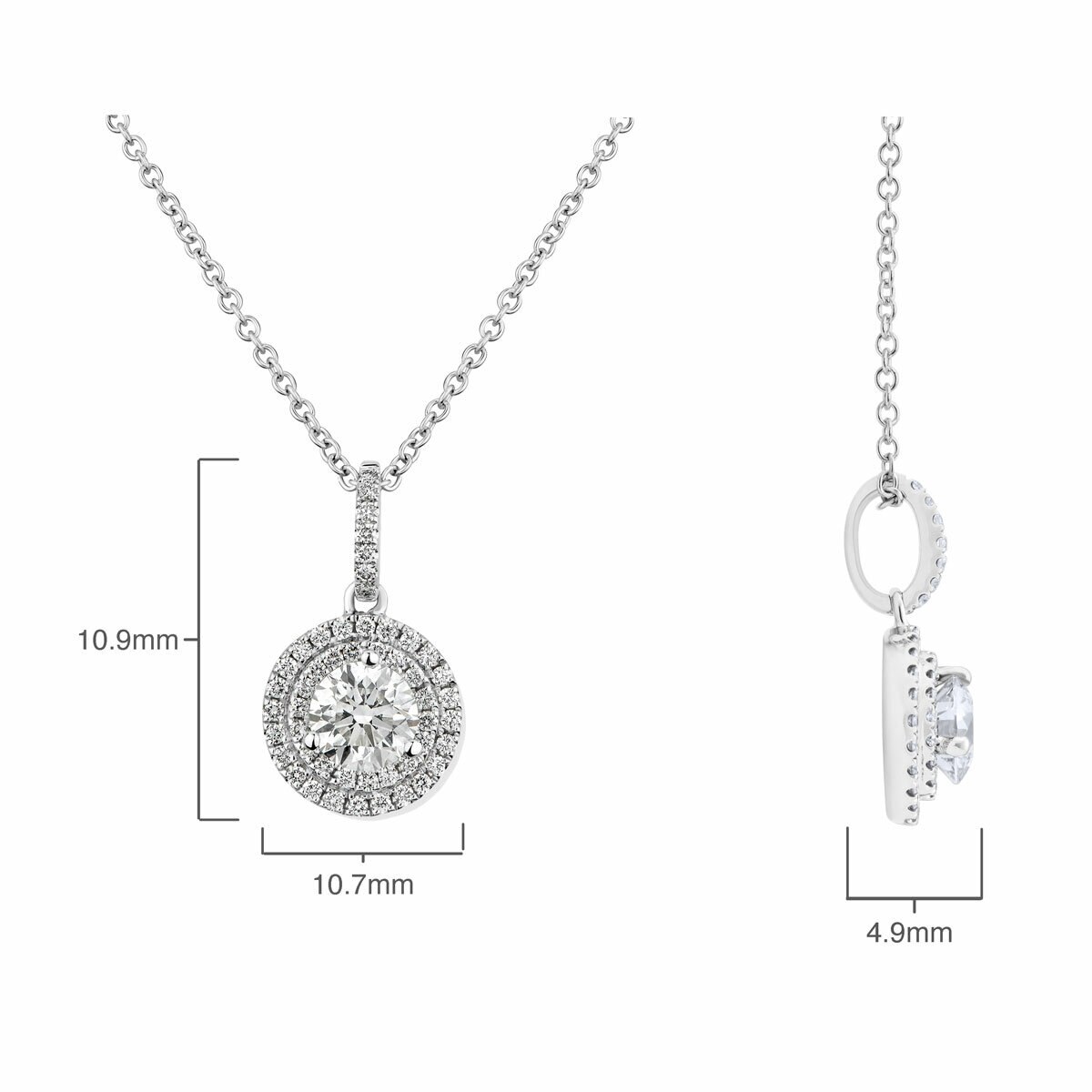 1.00ctw Round Brilliant Cut Diamond Halo Pendant, 18ct White Gold