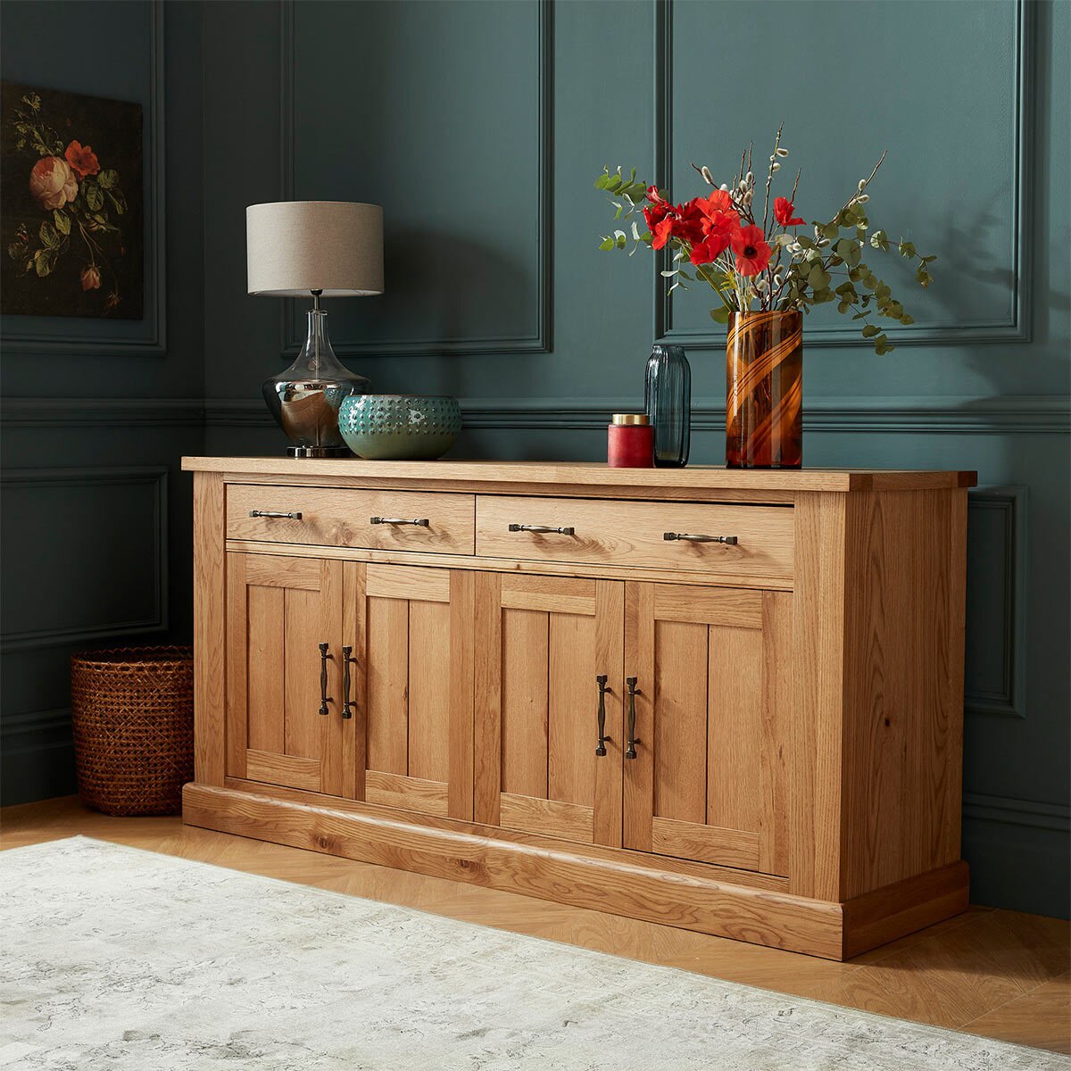 Bentley Designs Westbury Rustic Oak 4 Door Sideboard Costco UK