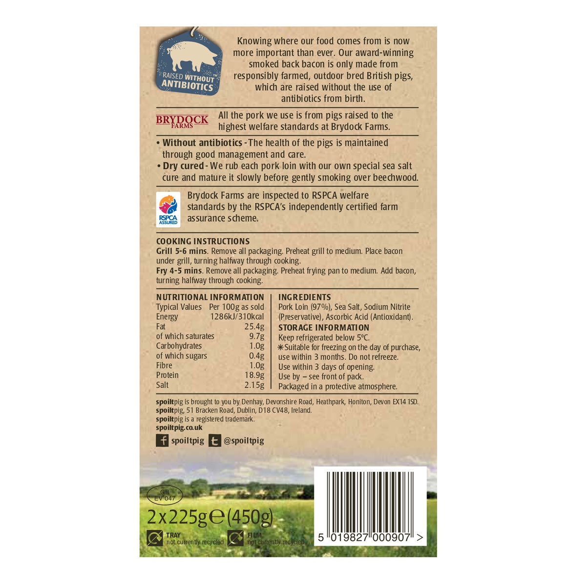 back of pack label