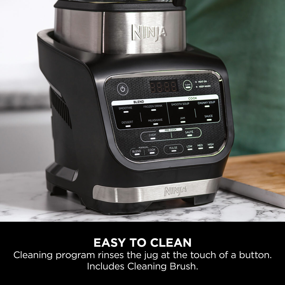 Close up of Ninja Foodi Blender & Soup Maker with function buttons Close up of Ninja Foodi Blender & Soup Maker with function buttons