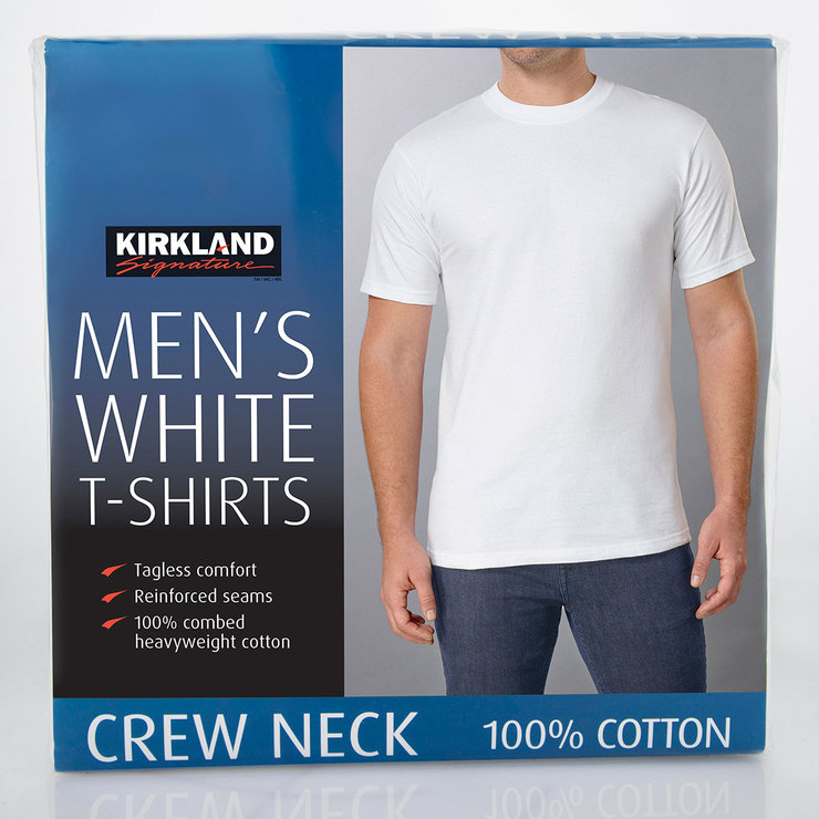 Kirkland Signature Men's Cotton Crew Neck White T-Shirt, 6 Pack in ...