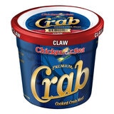 Blue tub of crab meat
