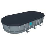 Bestway 18 x 9 ft Steel Oval Frame Pool with Sand Filter Pump, Solar Powered Pool Pad and Cover