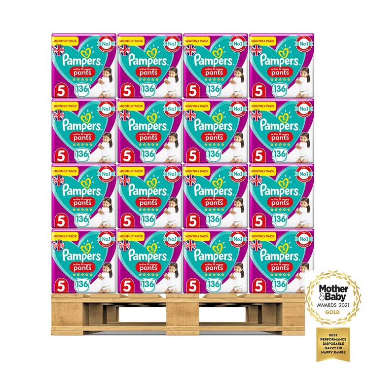Pampers Active Fit Nappy Pants Size 5, 32 x Monthly 136 Pack Pampers Active Fit Nappy Pants Size 5, 32 x Monthly 136 Pack