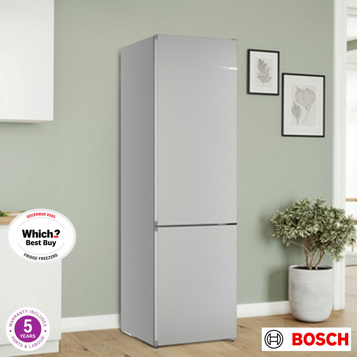 Bosch Series 4 KGN392LAGG Fridge Freezer, A Rated in Silver