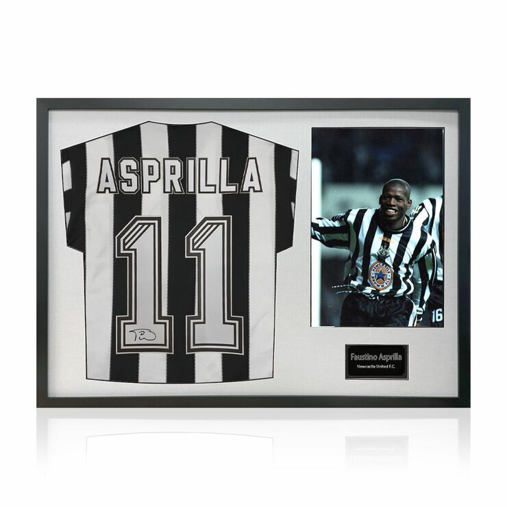 Faustino Asprilla Signed Shirt with 1 Photo inWhite Frame