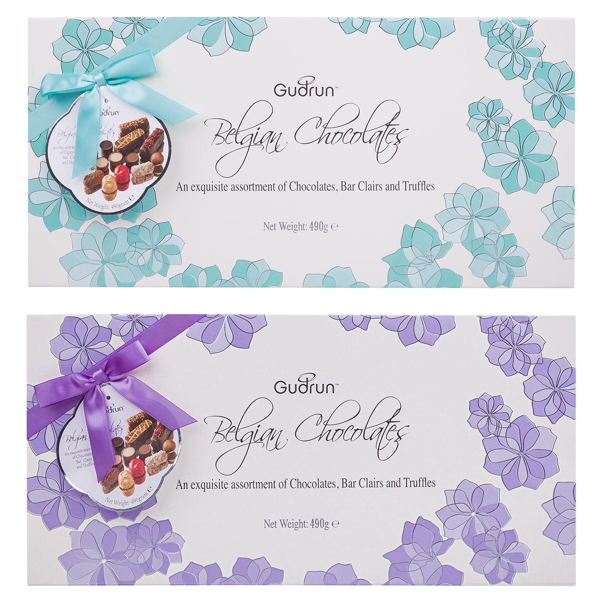 Cut out image of different colour chocolates on white background