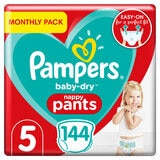 Pampers Baby Dry Nappy Pants Size 5, Monthly 144 Pack