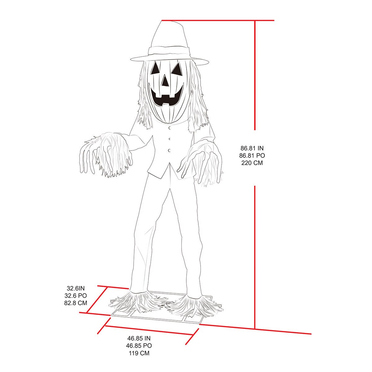 Buy Big Head JOL Scarecrow Dimensions Image at Costco.co.uk