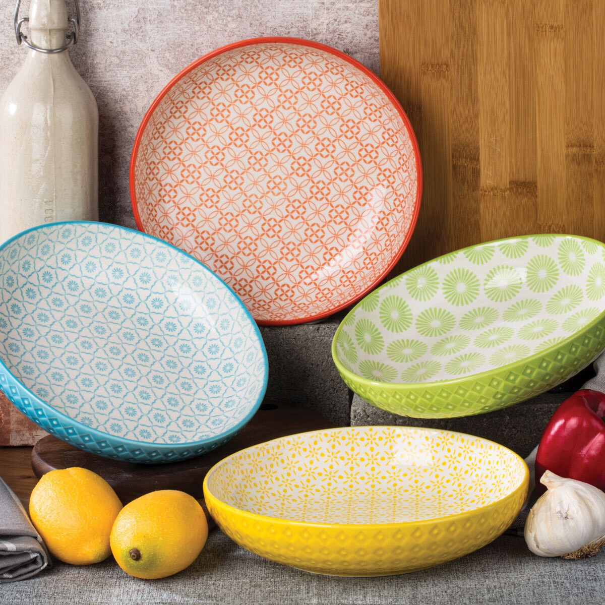 Signature Stoneware 4 Piece Serving Bowls Set