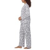 DKNY Women's Notch Collar Pyjama Set in Grey Floral