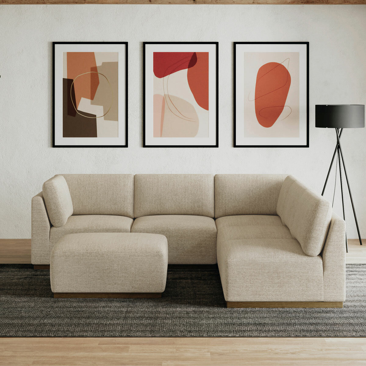 Henredon Murphy Taupe 6 Piece Modular Fabric Sofa