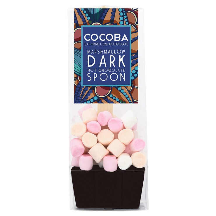 Cocoba Dark Chocolate Hot Chocolate Spoons with Marshmallows, 10 x 50g