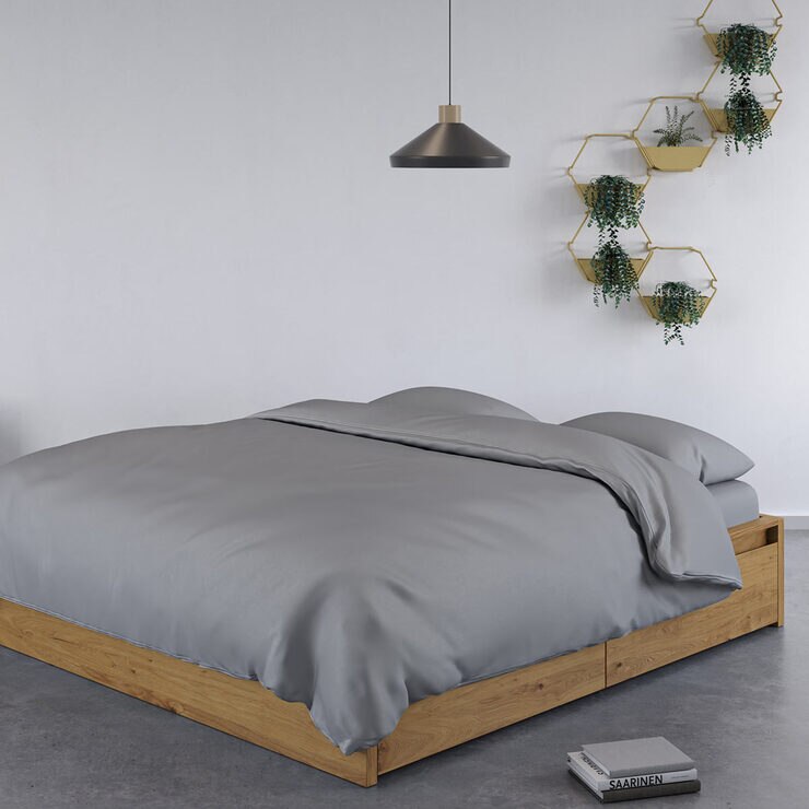 Panda 100 Bamboo Duvet Cover and Pillow Case Set, Quiet Grey, King