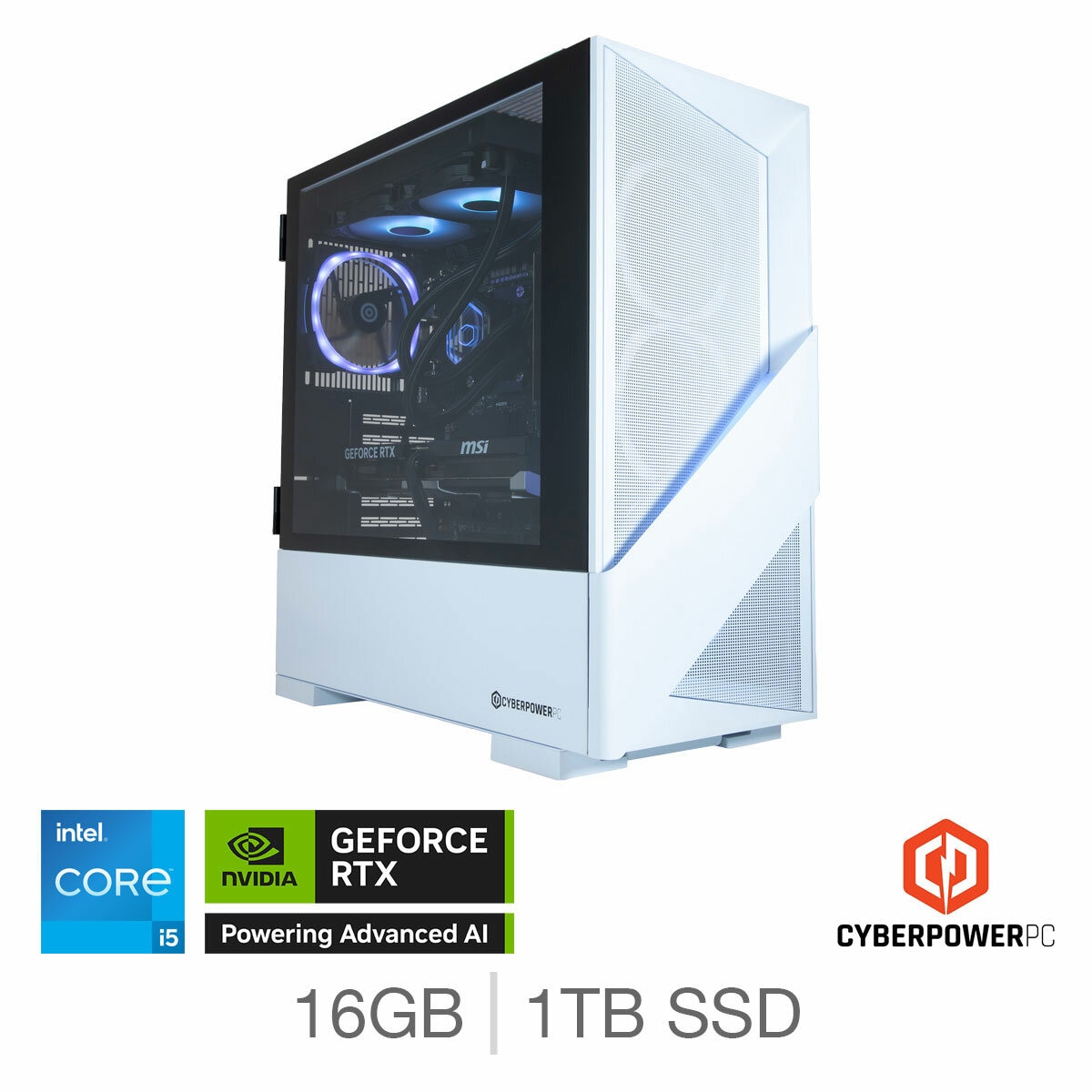 CyberPower, Intel Core i5, 16GB RAM, 1TB SSD, NVIDIA GeForce RTX 5060, Gaming Desktop PC