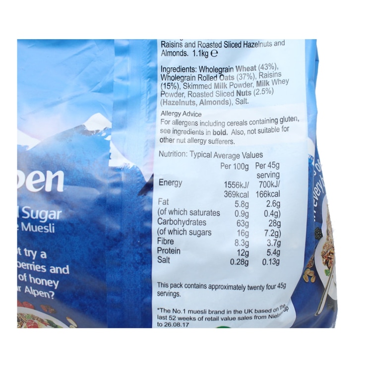 Alpen No Added Sugar Muesli, 1.1kg Costco UK