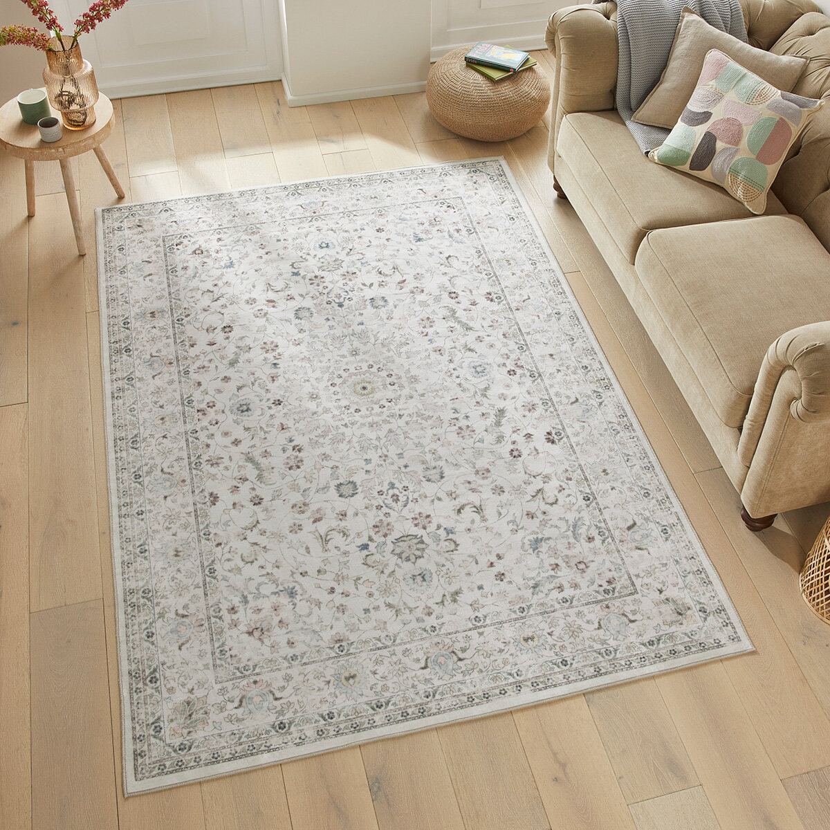 Concept Looms Liberty Cream Washable Rug, in 3 Sizes