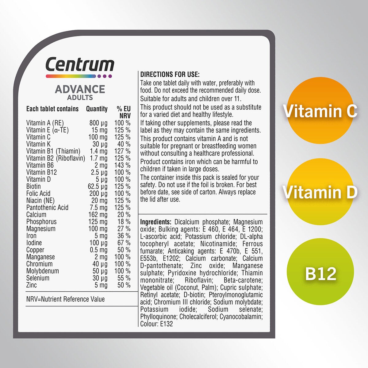 Table of Contents, Directions for Use and Ingredients Table of Contents, Directions for Use and Ingredients