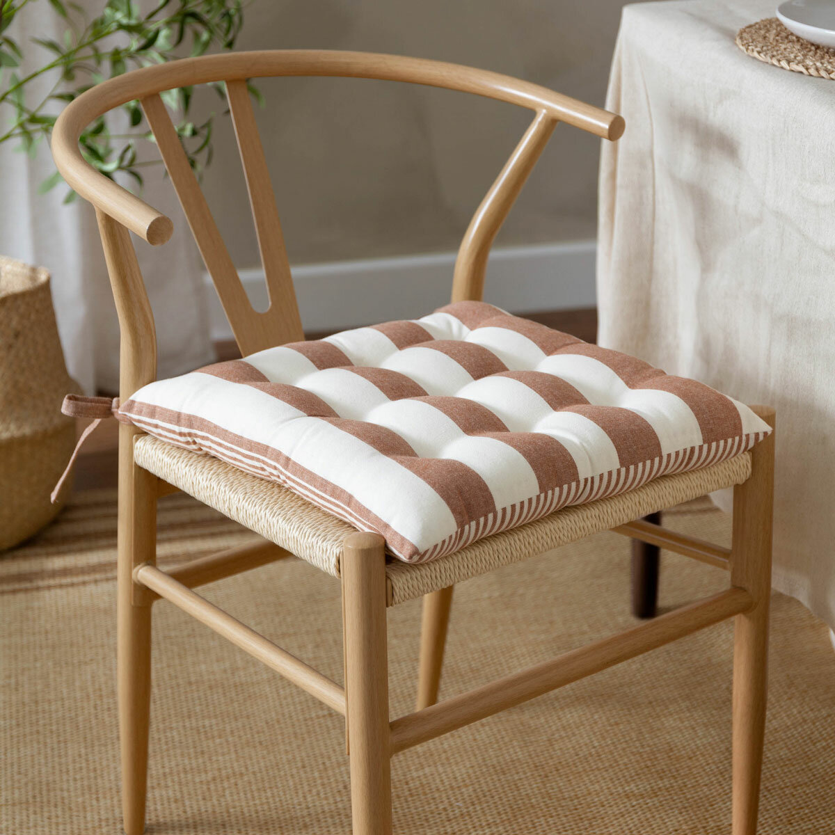 Hayle 2 Pack Striped Cotton Seat Pad Cushion