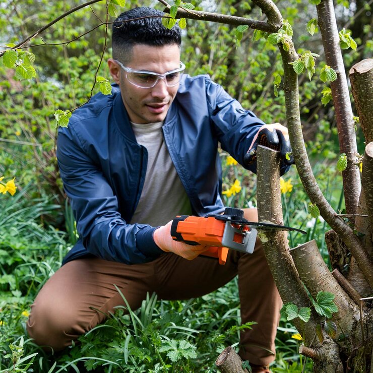 Safe operation with safety protector, electric brake and dual safety control