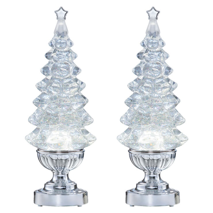 14 Inch (35.6 cm) Lighted Glitter Tree Lamps, 2 pack