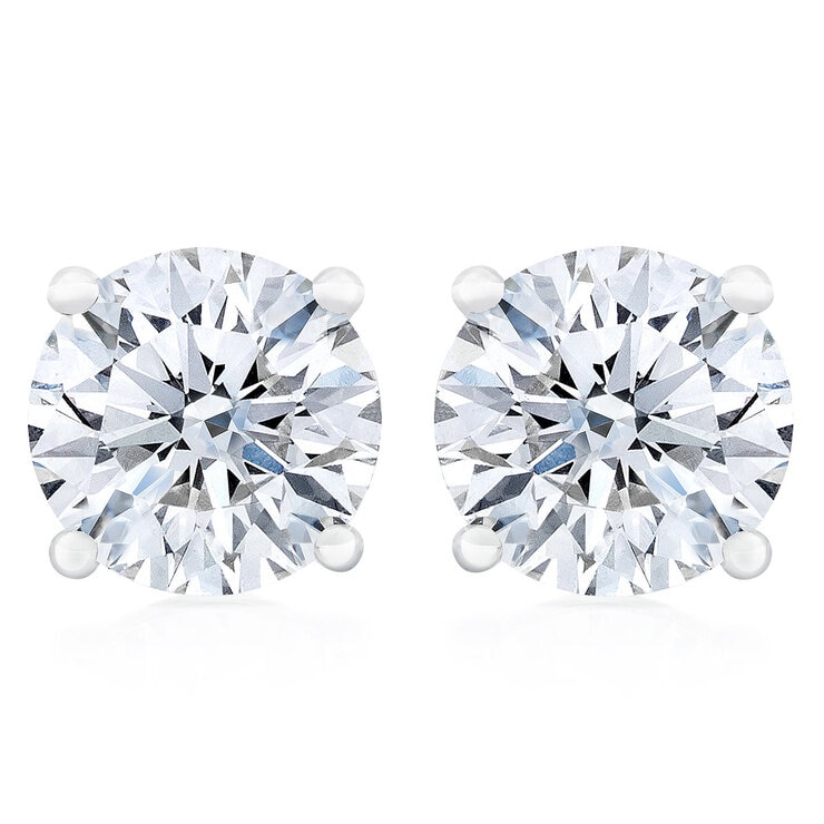 1.50ct Round Diamond Stud Earrings, Platinum