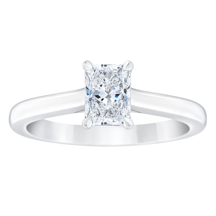 1.00 ctw Radiant Cut Diamond Solitaire Ring, Platinum 1.00 ctw Radiant Cut Diamond Solitaire Ring, Platinum