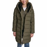DKNY Women's Puffer Coat with Plush Hood DKNY Women's Puffer Coat with Plush Hood