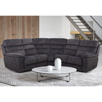 Ellis Grey Fabric Power Reclining Sectional Sofa with Power Headrests