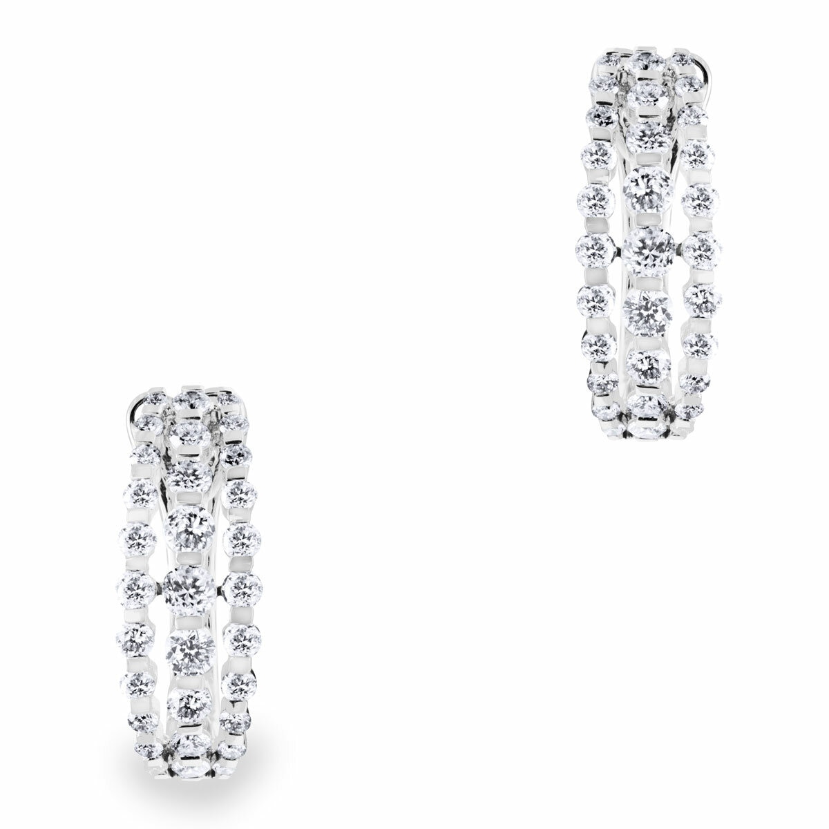 1.50ctw Round Brilliant Cut Diamond Hoop Earrings. 18ct White Gold