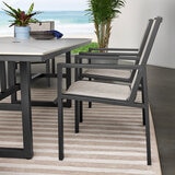 Agio Trinity 7 Piece Sling Dining Patio Set with Sintered Stone Table Top + Cover