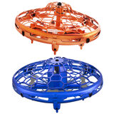 Merged image of blue and orange drone