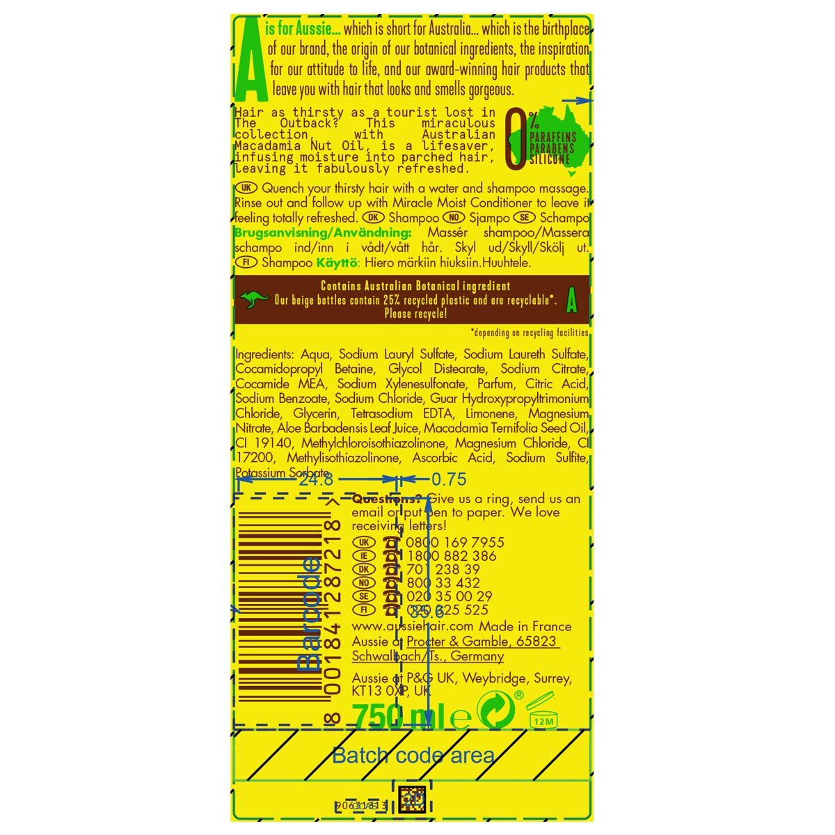 Aussie Miracle Moist Shampoo, 750ml and Conditioner, 725ml